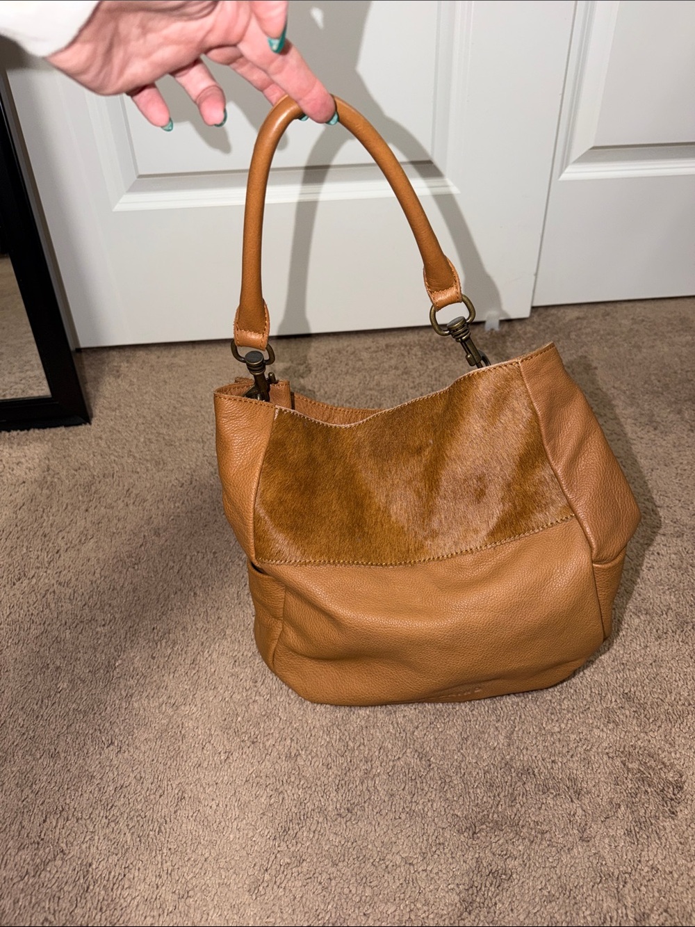 Liebeskind Berlin Jeany Hobo Bag Hair on Hide Patch Brown